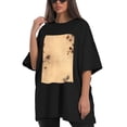 thumbnail image 4 of Plus Size Shirt for Women Black Tops for Women Short Sleeves Shirt for Women Flower T Shirt Crewneck Shirt for Women XL, 4 of 5