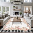 thumbnail image 4 of Area Rug for Living Room, Pink Easter Non-Slip Indoor Large Carpet for Bedroom/Dining Room, Spring Floral Farmhouse Eggs Black Plaid Washable Low-Profile Rectangle Floor Runner Rugs - 6 x 9 Ft, 4 of 7
