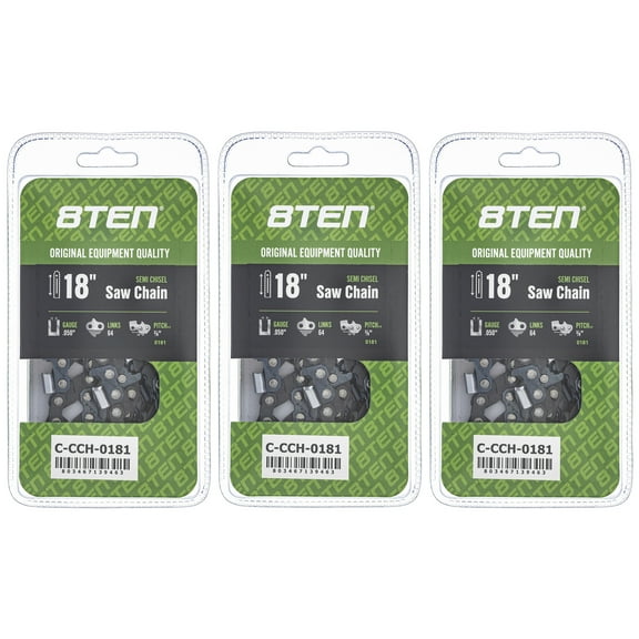 Semi Chisel Chainsaw Chain 18 inch .050 3/8 64DL for Echo Jonsered Makita 3 Pack 810-CCC2303H