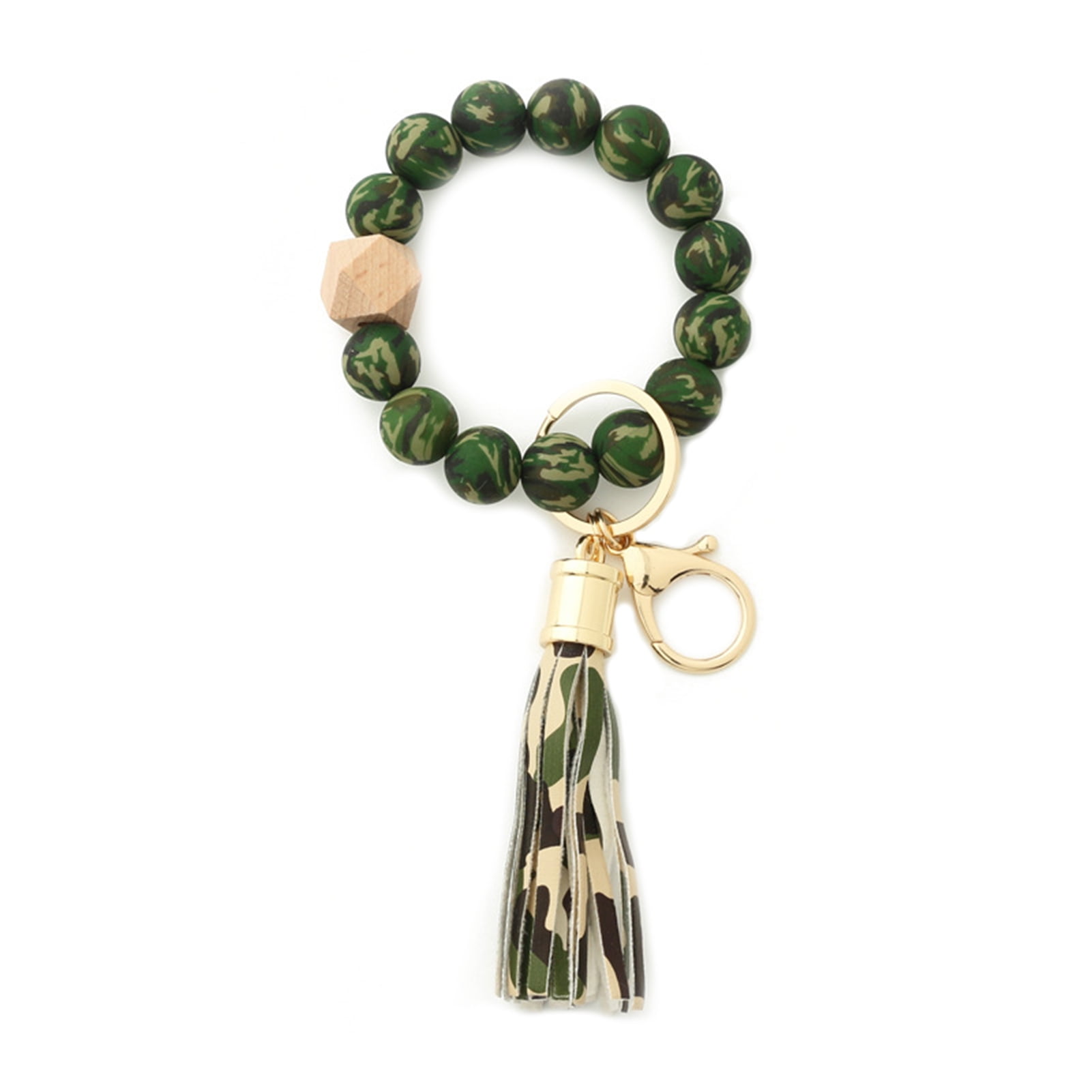 METAL BEAD BRACELET W/TASSEL GREEN METAL BEAD BRACELET W/TASSEL GREEN