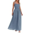 thumbnail image 4 of IROINNID Women's Sleeveless A-Line Dress Square Neck Summer Casual Camis Bandage Vest Long Dress Regular Solid Color Dress, 4 of 9