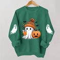 thumbnail image 3 of Halloween Sweatshirt for Women Ghost Pumpkin Bat Print Pullover Crew Neck Long Sleeve Oversized Casual Fall Tops Ribbed Cuffs and Hem Cozy Spooky Season Pullover Tops, 3 of 6
