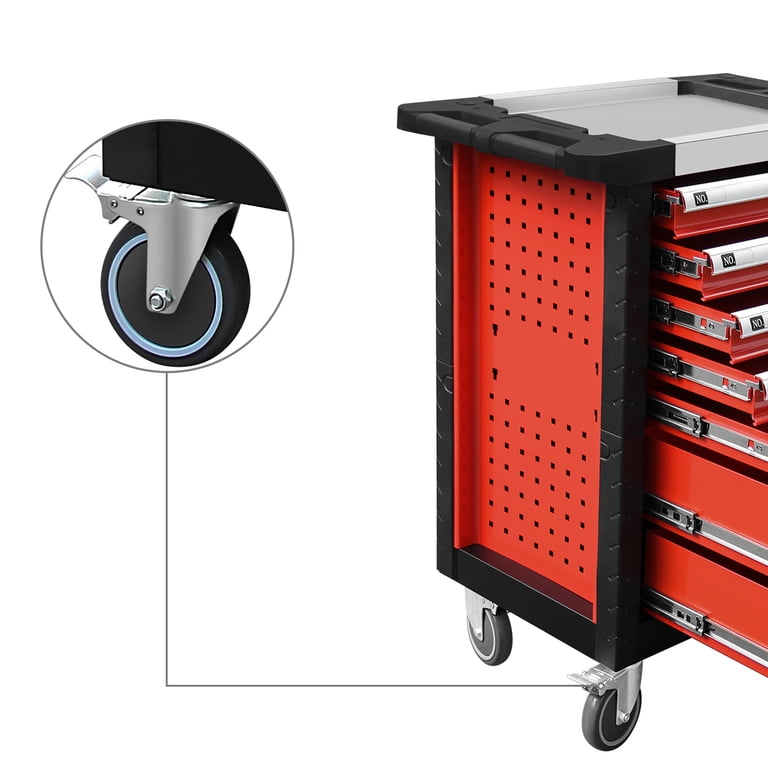 DNA MOTORING 7-Drawer Rolling Tool Chest – Heavy Duty Mechanic Tool Cart With Lockable Drawers, 771 Lb Capacity, Grey