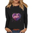 thumbnail image 2 of Styesk Chemises à Manches Longues pour Femmes Nouvel An T-shirt Décontracté Imprimé Col Rond Manches Longues, 2 of 4