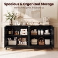 thumbnail image 5 of AFO 59" Fluted Sideboard Buffet Cabinet with Storage, Modern Wood Buffet Table with 4 3D-Checkerboard Doors & Adjustable Shelves, Mid-Century Bar Cabinet for Kitchen Living Room Bedroom, Black, 5 of 9