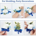 thumbnail image 5 of 2PCS Flower Wrist Corsage Wedding Flowers Accessories Artificial White Rose Blue Silk Wristband Boutonniere Buttonholes Rose Wrist Corsage, 5 of 9
