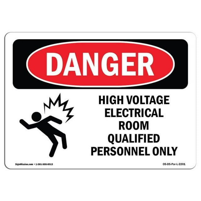 SignMission OS-DS-A-1824-L-2201 18 x 24 Po Signe de Danger OSHA - Salle Électrique Haute Tension
