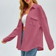 thumbnail image 5 of AherBiu Womens Jacket Shacket Button down Shirts Lapel V Neck Long Sleeve Tops Fall Casual Loose Outwear, 5 of 6