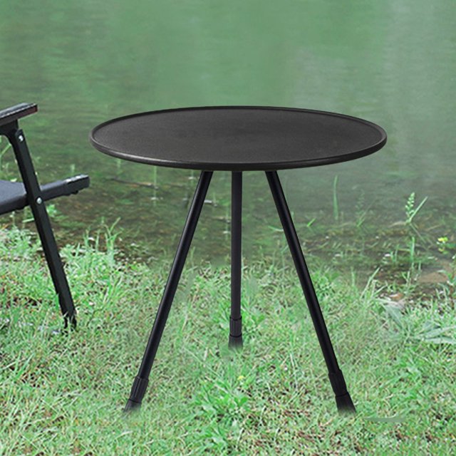 Mesa Redonda Plegable Telescópica Mesa elevable de picnic ajustable Muebles de exterior de aleación de aluminio (negro)
