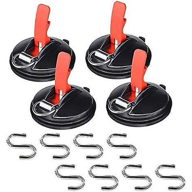 Juego de 4 ventosas para coche con 8 ganchos en S, ventosas multifunción, herramienta de anclaje para coche, cala para equipaje