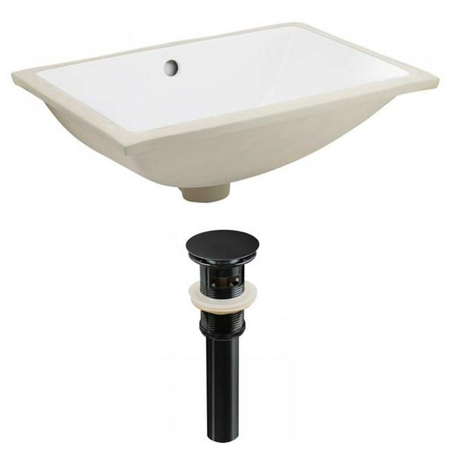 American Imaginations AI-24826 18,25 in. Évier Encastré Rectangle CUPC Mis en Blanc - Matériel Noir
