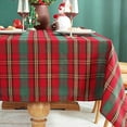 thumbnail image 7 of Christmas Tablecloth Red Plaid, Square Xmas Metallic Fabric Table Cloth Dust-Proof Wrinkle Resistant Heavy Weight Polyester Table Cloths for Holiday Kitchen Dinning Tabletop (52" x 52"), 7 of 7