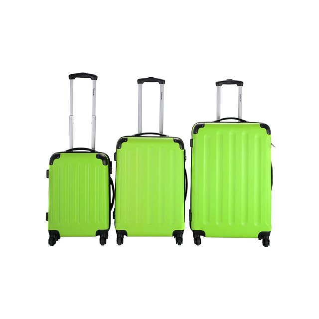 3 Pcs Luggage Travel Set Bag ABS Trolley Suitcase Green