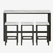 Counter Height Dining Set, 4-piece Rustic Wood Kitchen Dining Table Set with 3 Stools, Creative Bar Table, Dining Room Table Set for Bistro Bar Restaurant, JA3448