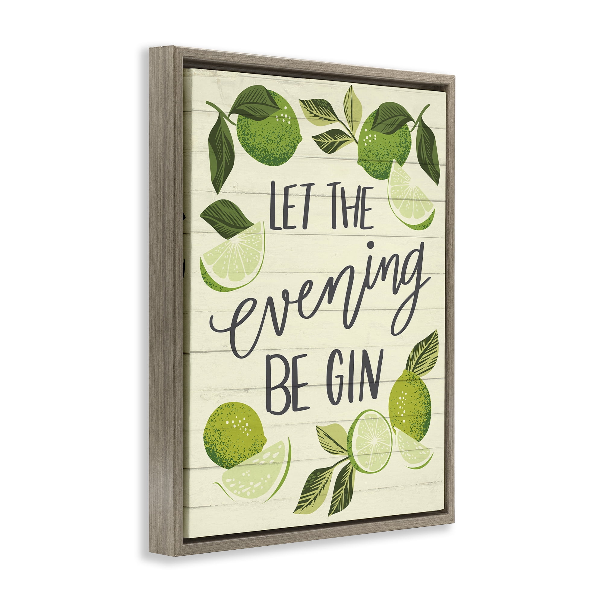 Stupell Industries Let Evening Be Gin Food & Beverage Painting Brown Floater Framed Canvas Art Print Wall Art, 17 x 21