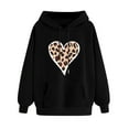 thumbnail image 2 of Womens Hoodies Graphic Plus Size Heart Printed Oversized Sweatshirt Casual Loose Pullover Hooded Top Pockets (Black L), 2 of 3