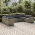 thumbnail image 1 of vidaXL 9 Piece Garden Lounge Set with Cushions Grey Poly Rattan, 1 of 5