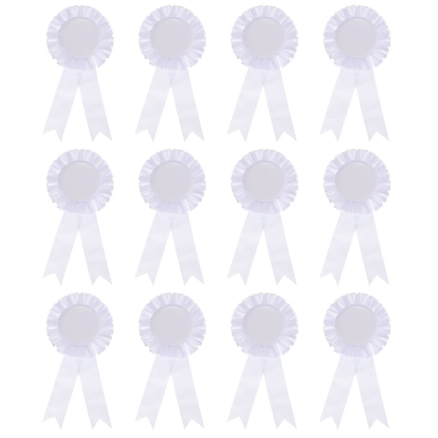 Unique Bargains Ruban de Récompense Vierge, Ruban de Rosette Ruban de Reconnaissance de Prix Honorable, Blanc, Lot de 12