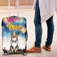 thumbnail image 4 of Happy New Year with Australian Shepherd Fireworks Holiday Xmas Winter 2025 Travel Luggage Cover Aussie Dog Lover Gifts Suitcase Dust Protective Decor - 00025, 4 of 5