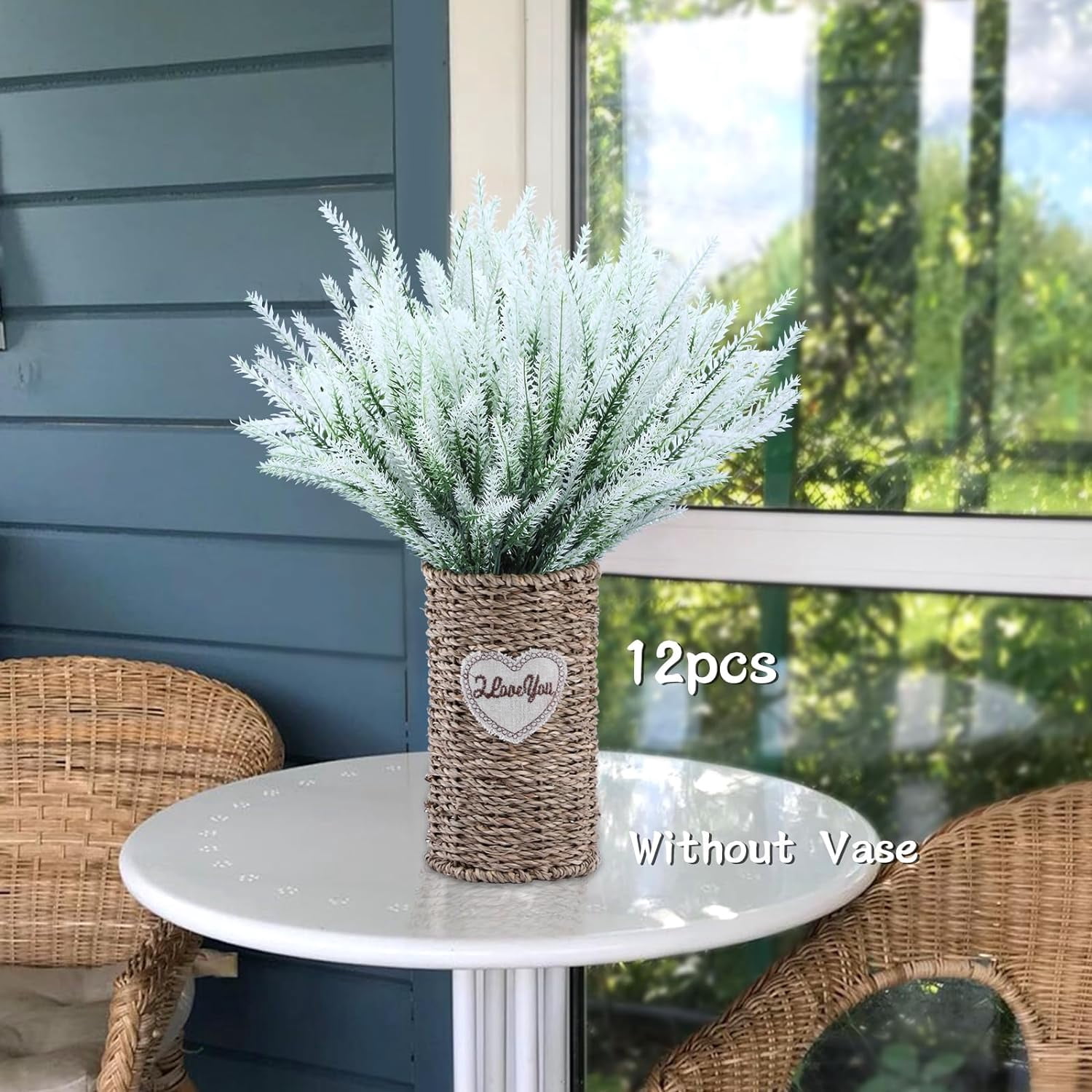 12 Bundles Artificial Flowers Lavender Plant Fake Flower for Outdoor Wedding Garden Home Kitchen Table Centerpieces Decoration Purple Flowers