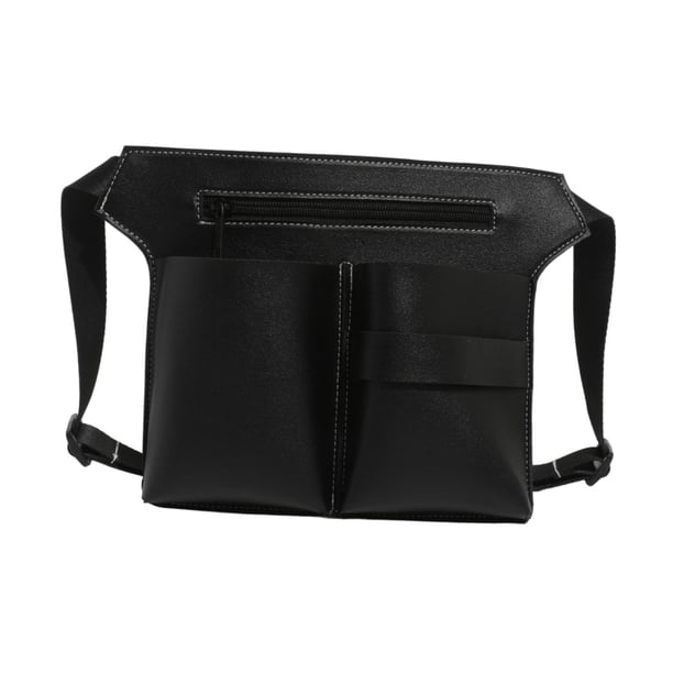 Delantal de peluquero Delantales de salón Cinturón Delantal de corte de pelo Bolsillo para herramientas Peluquero Medio Negro