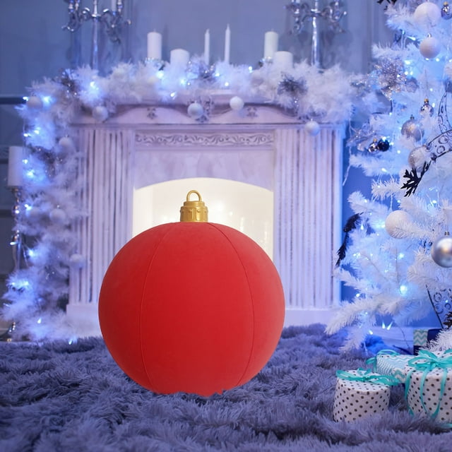 Fasiaou Christmas Decoration Ball 60cm Outdoor Christmas Inflatable Decorated Ball Pvc Inflatable Christmas Ball Christmas Decorations, Christmas Gift Ideas for Family(Red)