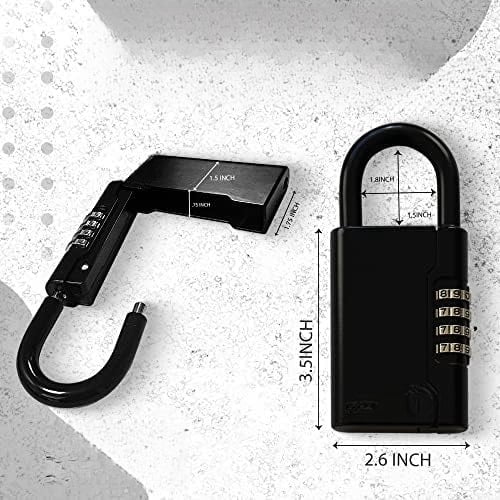 Guard-a-Key Black Realtor's Lockbox Portable Resettable Hanging Key Safe Combination Lock Box for House Keys, Realtors, Vacation Rentals, Black