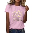 thumbnail image 2 of Xdegoge T Shirts for Women Graphic Clearance Under 10 Short Sleeve Crewneck Shirts Floral Summer Casual Tops Tunic Loose Fit Tees Soft Comfy Blouses Flash Deals Save for Later Past Orders Saved Items, 2 of 5