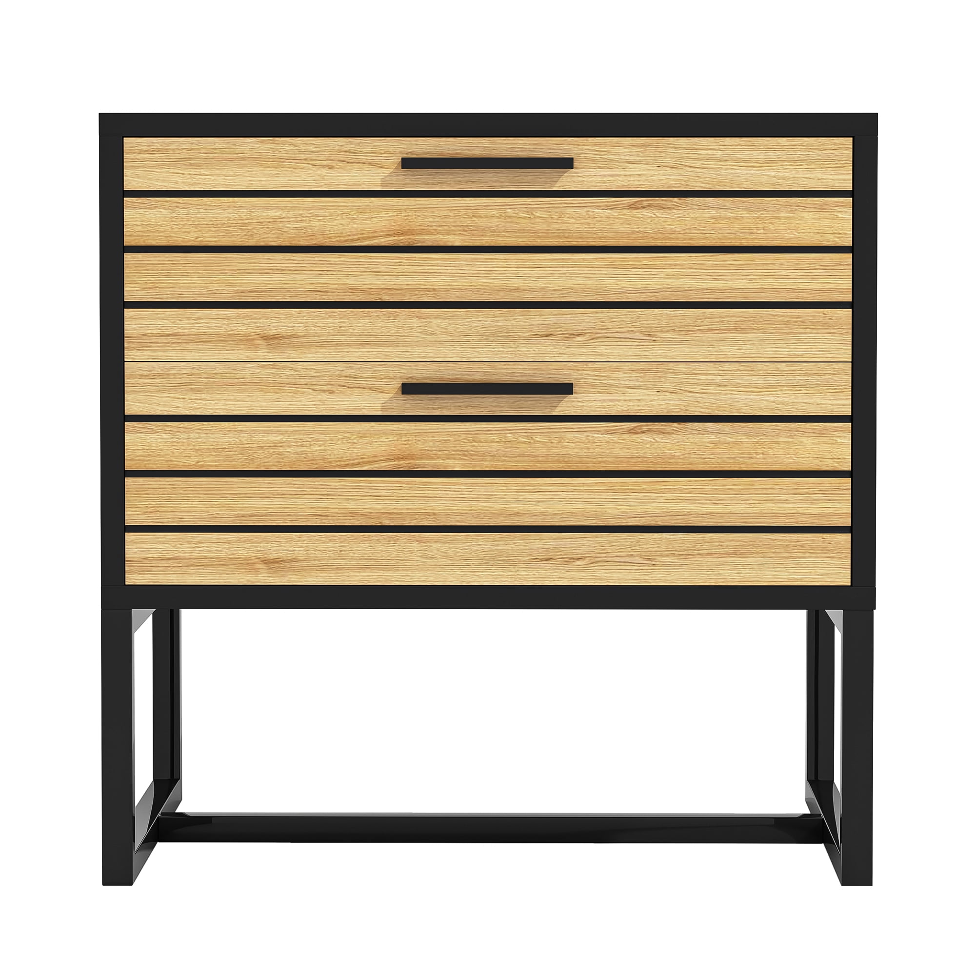 Kadyn MDF Nightstand, Bedside Table for Bedroom, Living Room, Nightstand Side Table with 2 Drawer, Black