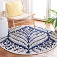 thumbnail image 2 of SAFAVIEH Capri Proinsias Leaves Wool Area Rug, Navy/Ivory, 5' x 5' Round, 2 of 7