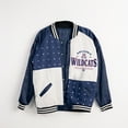 thumbnail image 3 of Women's Gameday Couture Navy Arizona Wildcats Oversized Inner Drive Varsity Rhinestone Full-Snap Bomber Jacket, 3 of 5