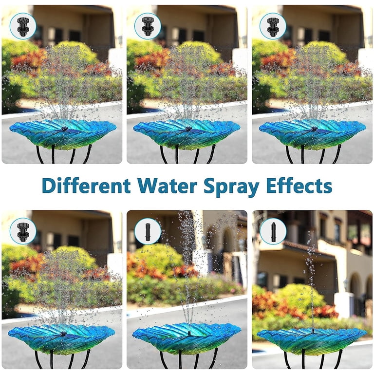 AMZtime Solar Fountain Pump – 1.5W With 6 Nozzles, Floating Pump For Bird Baths, Ponds, Gardens & Fish Tanks