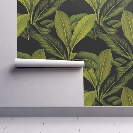 Removable Leaf - Removable Water-Activated Wallpaper Palm Leaf Tropical Banana Leaf Palm Palm