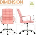 thumbnail image 6 of High Back Desk Chair, Modern PU Leather Home Office Task Chair with Arms, Adjustable Swivel Computer Executive Chair with Wheels (Pink), 6 of 9