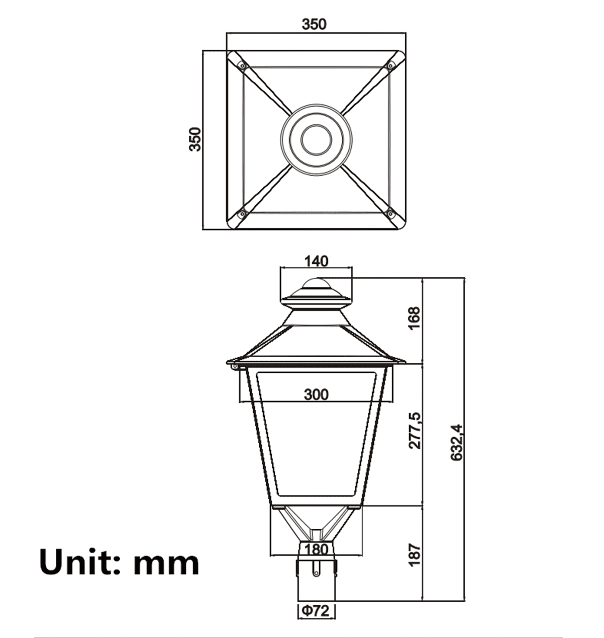 Outdoor 120W LED Post Top Light with Frosted Glass, IP65 Waterproof LED Parking Lot Lighting 34.7 inchs High Post Top Lantern LED Street Area Light,14400 Lumens, 5000K Daylight White