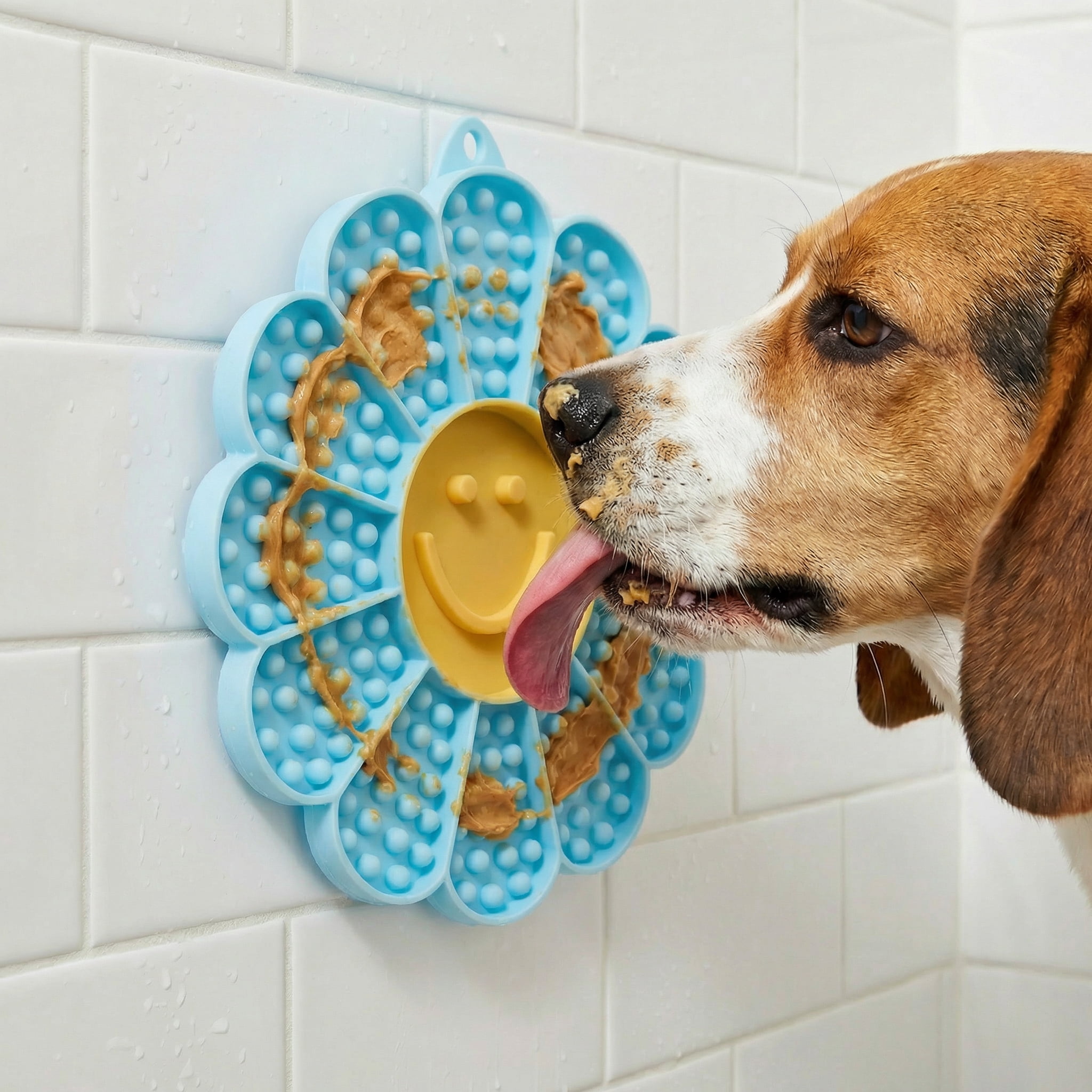 Oodles Silicone Smiley Daisy Dog Lick Mat 2- Pack Set, Multicolored, One Size