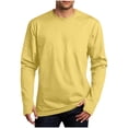 thumbnail image 2 of LUGOGNE Mens Tshirt Long Sleeve Crewneck Athletic Tops with Thumb Holes Comfortable Lightweight Workout Gym Running Pullover Tee Yellow,M, 2 of 7