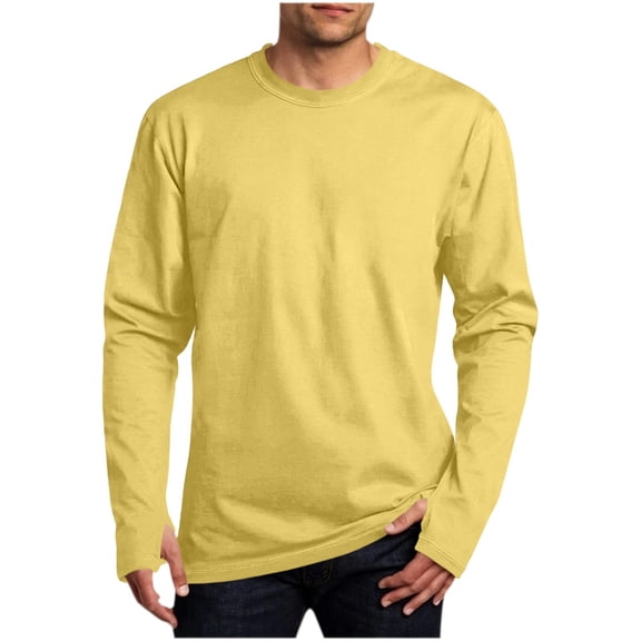 fatyb Long Sleeve Shirts for Men Crew Neck Lightweight Hiking Running Athletic Tee Tops with Thumb Hole
