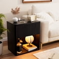thumbnail image 4 of Single Drawer Bedside Table Nightstand Open Shelf Bedside Cabinet with Charging Station Side Table with Power Outlet Wood Bedside Desk with One Drawer for Bedroom Living Room Home Office Black, 4 of 13