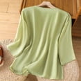 thumbnail image 7 of T Shirts For Women Womens Tops Loose Cotton Elegant Summer Five Part Sleeve Top Round Neck Embroidered Shirt Short Sleeve T Shirt, 7 of 7