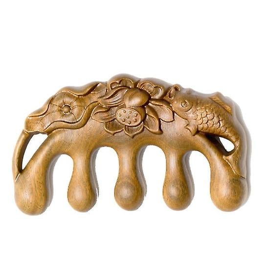 Green Sandalwood Wooden Comb - Handmade Wide Tooth Massage Scalp Massager Comb for Women and Men