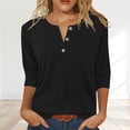 thumbnail image 3 of Womens Tops 3/4 Length Sleeve V Neck Loose Casual T Shirts Summer Cloithes 2026, Black 5XL, 3 of 6