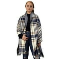 thumbnail image 5 of Plaid Tartan Herringbone Reversible Oversized Winter Blanket Scarf, 5 of 10