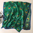 thumbnail image 3 of Yesbay Peacock Feather Scarves Women Silk Cover Up Scarf Beach Travel Shawl Green, 3 of 5