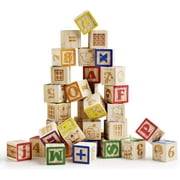 SainSmart Jr. Wooden ABC Blocks 40PCS Stacking Blocks Baby Alphabet Letters, Counting, Building Block Set with Mesh Bag for Toddlers