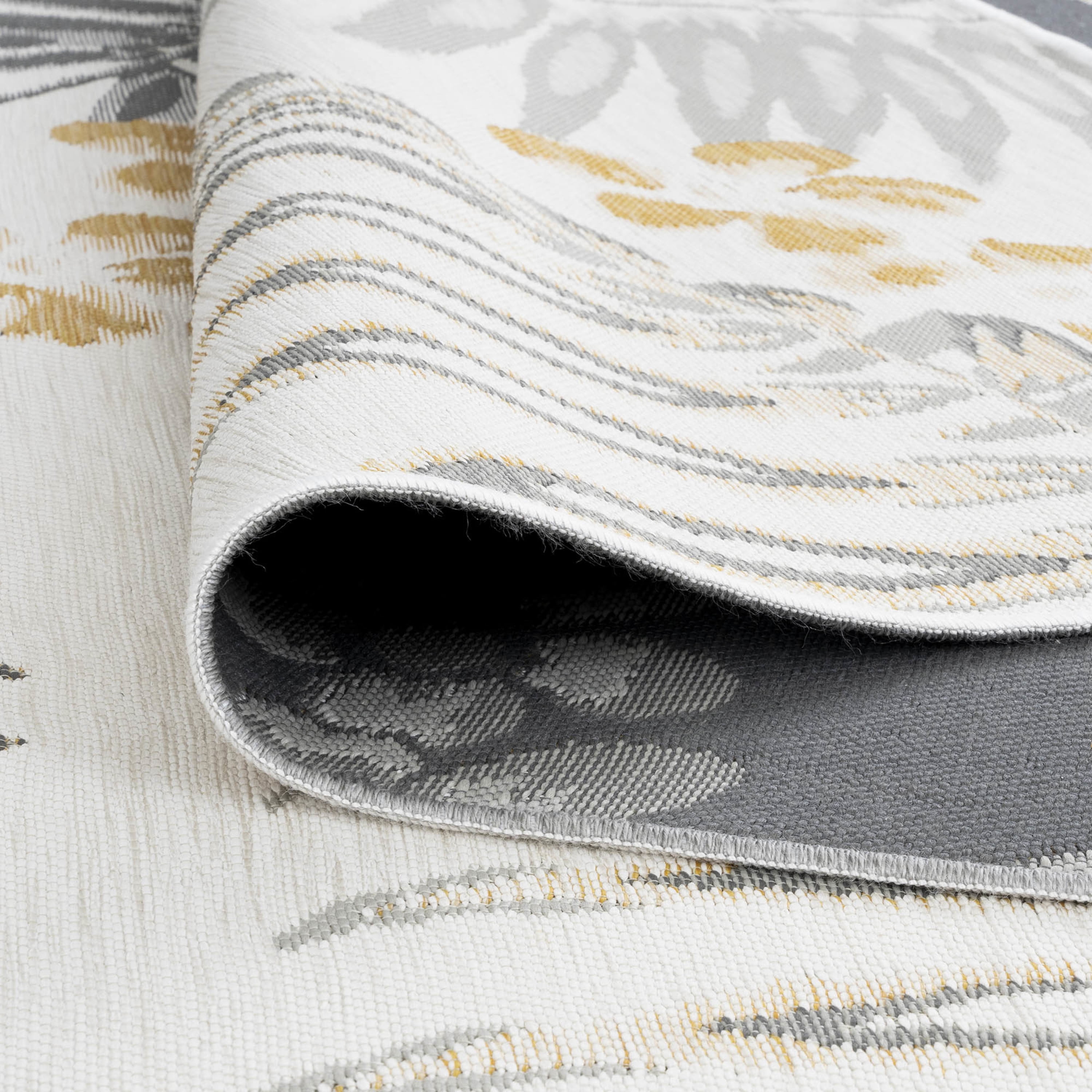 Bliss Rugs Floral Indoor Outdoor Rug Low-Profile Reversible Floor Mat for Patio, Entrance, Front Door | Cream, 2' x 3'