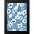 thumbnail image 2 of Wild Apple Portfolio 14x18 Black Modern Framed Museum Art Print Titled - Pen and Ink Flowers on Blue, 2 of 5