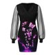 thumbnail image 5 of Mini vestido de malla de mujer sexy de manga larga con estampado de patchwork delgado con cuello en V para mujer Pompotops ghjkhdj6678, 5 of 6