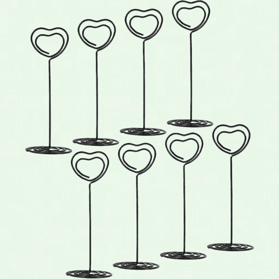 Heart Shaped Table Picture Stands, Set of 10, Black
