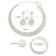 thumbnail image 5 of Sdmnsg-T Silver Rhinestone Bridal Wedding Jewelry Set Crystal Necklace Earrings Bracelet Sets Formal Costume Jewelry for Women and Brides, 5 of 15